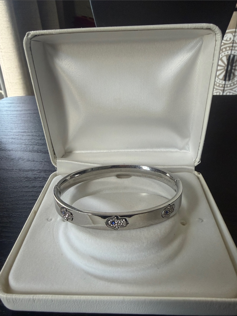 Silver Hamsa Charm Bangle Bracelet - Women's Jewelry